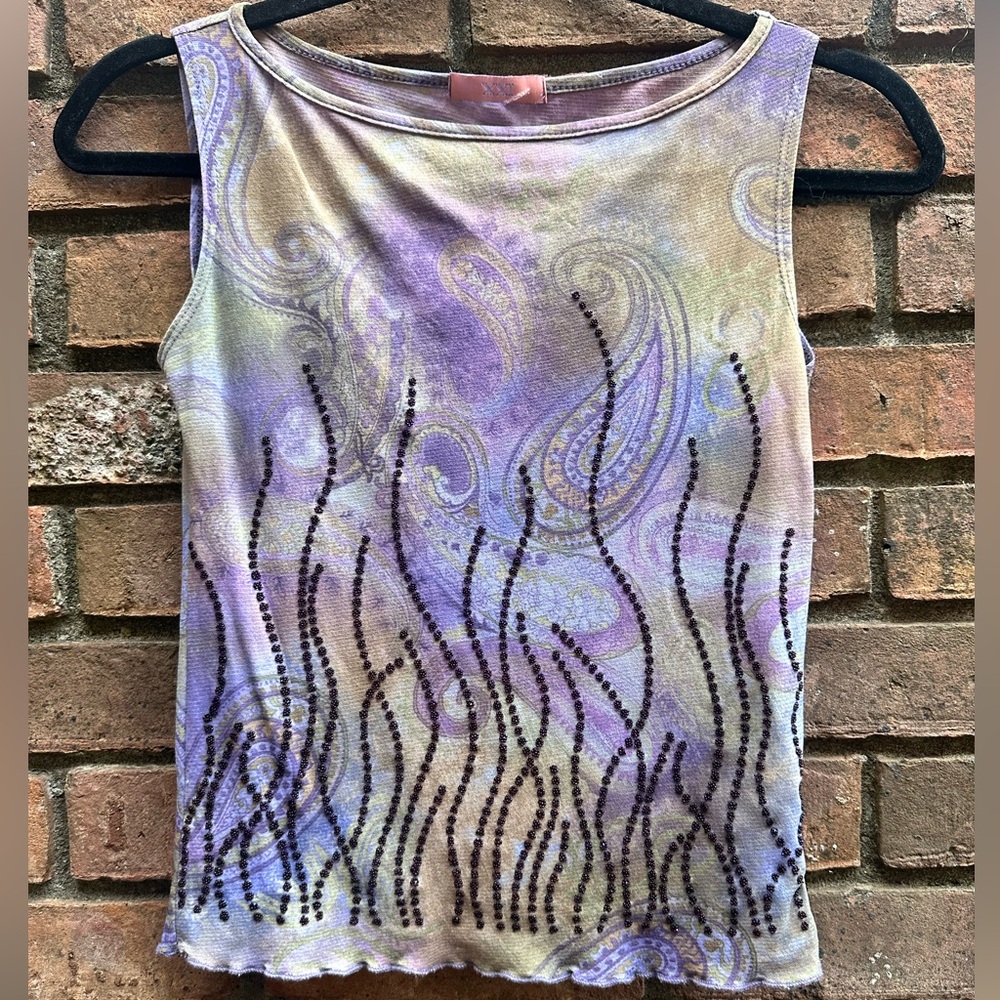Forever 21 Purple and Tan Paisley Tank Top